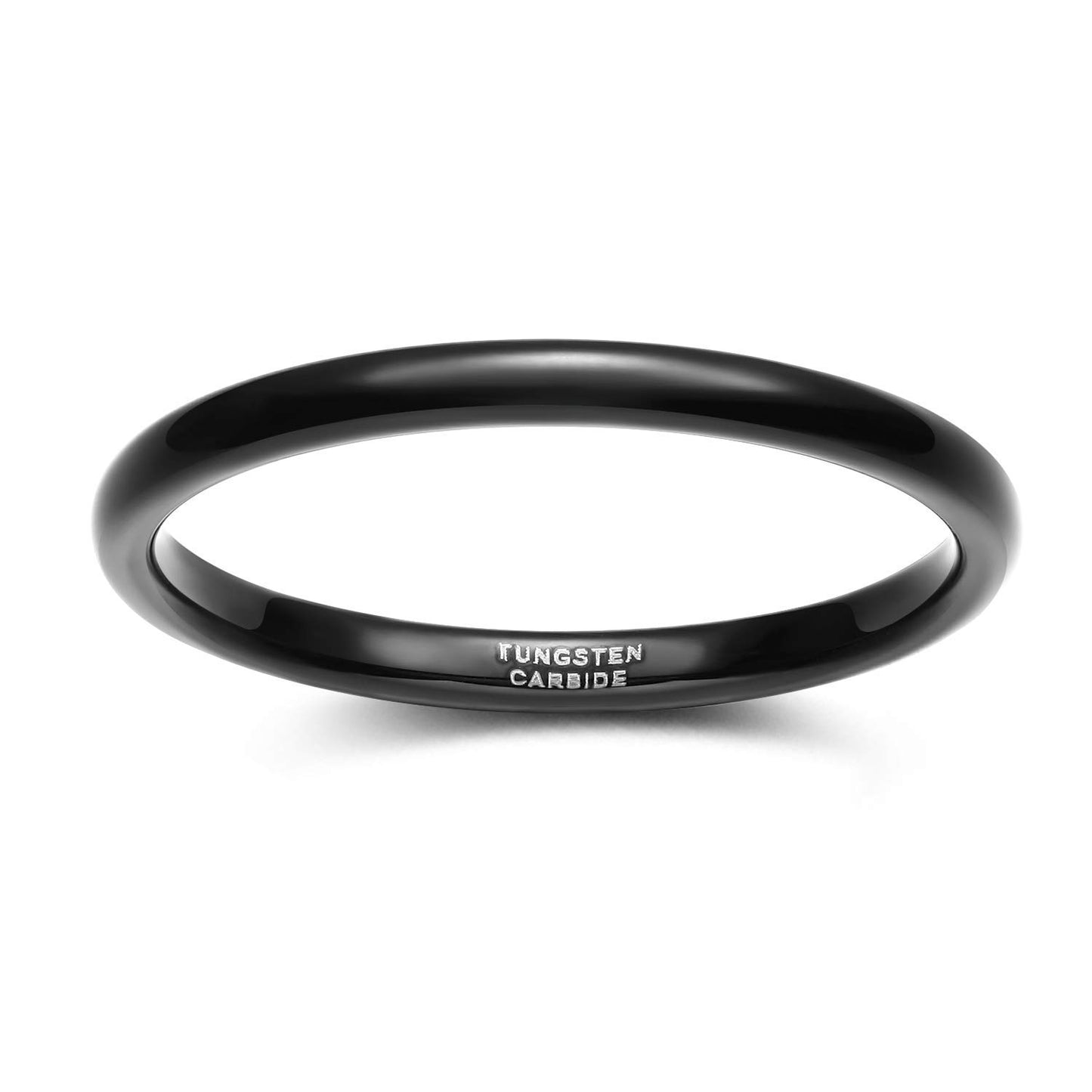 TRUMIUM 2mm Tungsten Rings for Women Men Thin Wedding Bands Engagement Promise Wedding Ring Beveled Edges Plain Domed Size 11