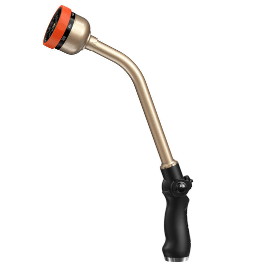 RAINPOINT Watering Wand, 16 Inch Metal Garden Hose Wand with 9 Spray Patterns, Long Hose Sprayer Nozzle For Hanging Baskets, Shrubs,Lawn (Orange)