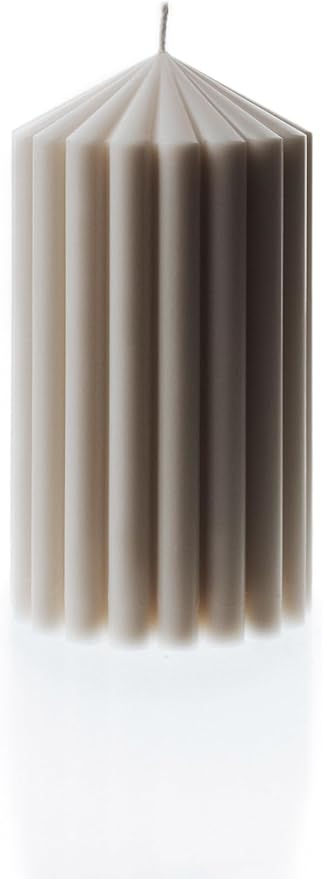 LAWA Ribbed Peak Pillar Candle - Large Beautiful Handmade Pillar Scented Soy Wax Candle Elegant Bubble Aesthetic Candle Housewarming Gift Home Room Shelf Decor Idea White (Small)