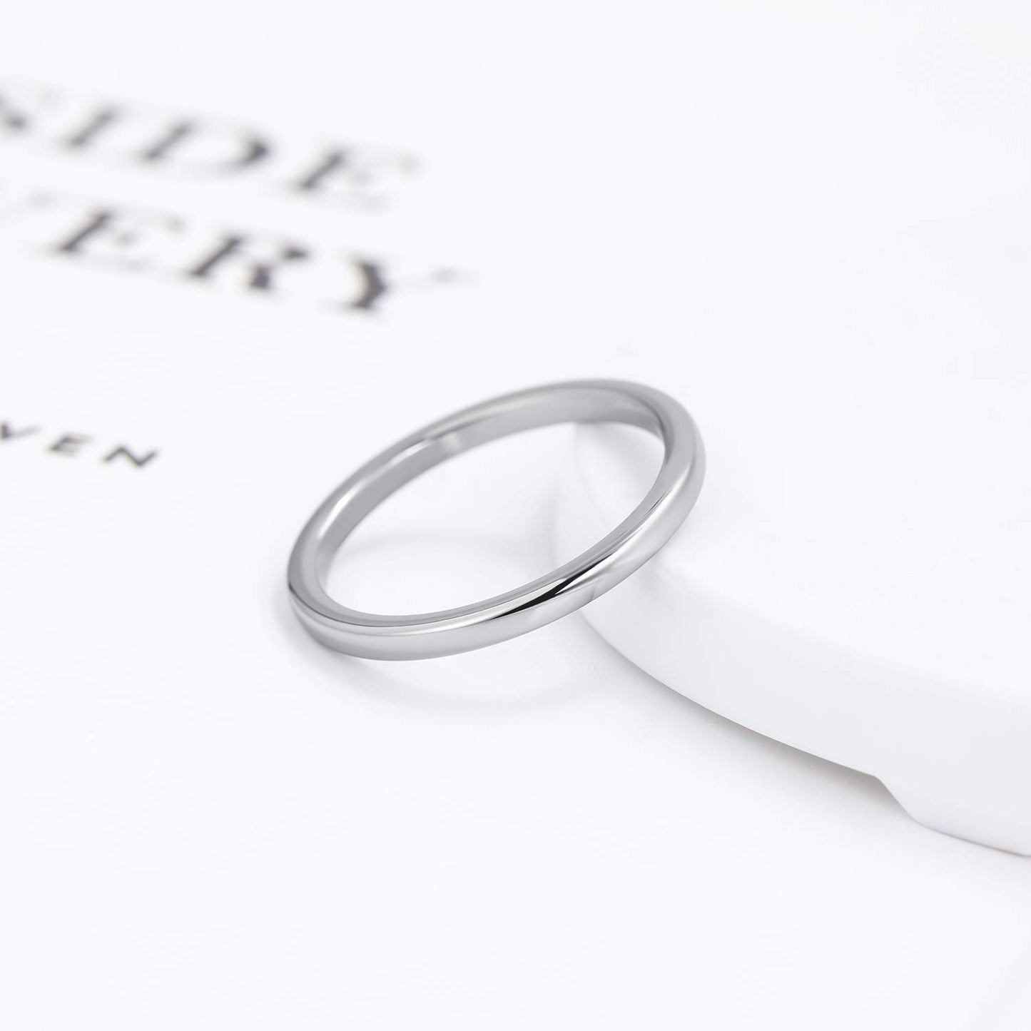 Greenpod 2mm Tungsten Carbide Rings for Women High Polished Thin Plain Domed Engagement Wedding Band Size 6