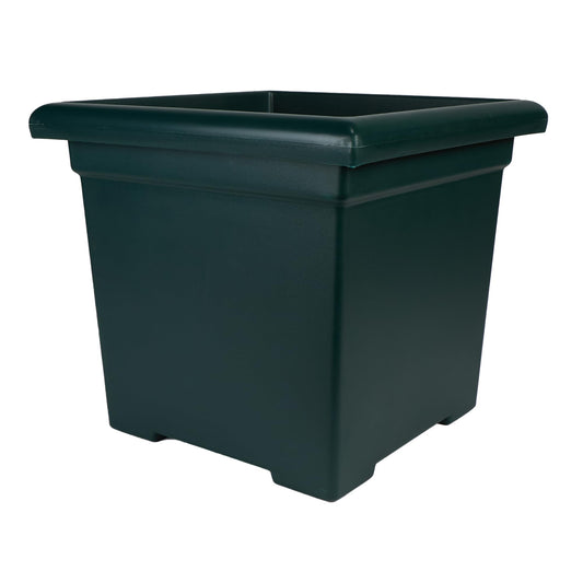 The HC Companies Accent Square Plant Pot w/Drainage - Classic Planters for Outdoor Plants & Indoor Plants - Lightweight & UV-Resistant Square Planter Box (15.5”, Evergreen, Pack of 1)
