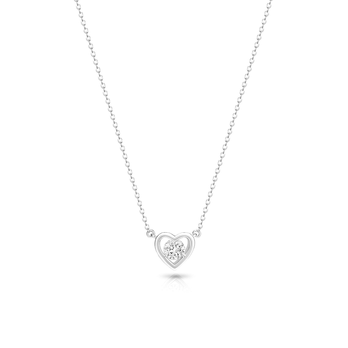 Zeffy Silver Necklace for Women Simple Tiny CZ Heart Pendant Cubic Zirconia Cute Love Necklaces Dainty Sterling Silver Diamond Necklace Heart Choker Trendy Minimalist Jewelry Gifts