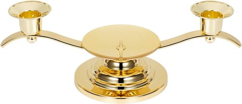 AIBANZE Unity Candle Holders - 3 Arm Wedding Candlestick Holder with Central Spike | Shiny Gold, 11.02'' x 4.33'' x 3.54''