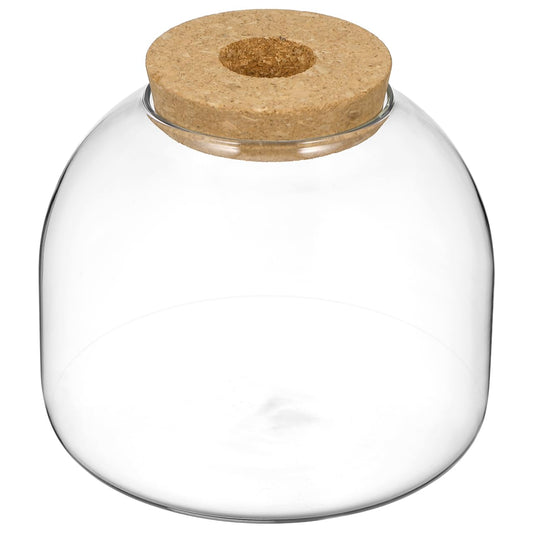 Happyyami Glass Terrarium Jar with Wood Cork Stopper Hydroponic Plants Container Small Fish Tank Micro Landscape Decorative Bottle for Home Office