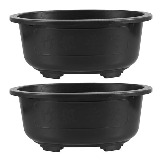 Toddmomy 2Pcs 19 Inch Large Oval Bonsai Training Pots, Plastic Bonsai Planters with Drainage Holes for Indoor Outdoor Garden Nursery Balcony Office