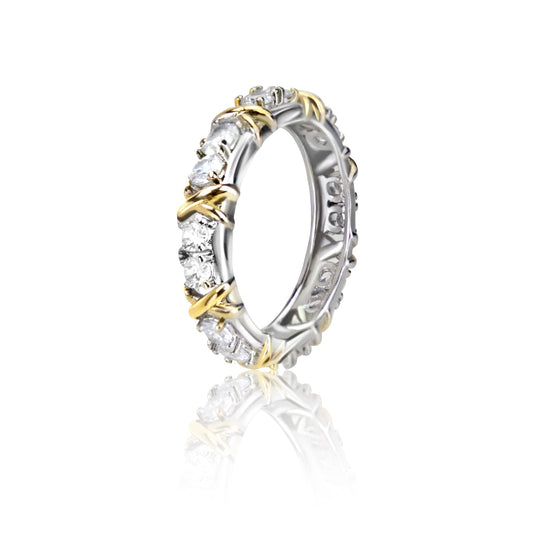 Azjachiny Moissanite Magnetology Lymphvity Ring, Magnetic Zircon Shaping Cross Full Moissanite Diamond Ring, Moissanite Rings for Women Weight Loss, Unclog Bloodstream and Lymph Nodes (Gold, new-7)