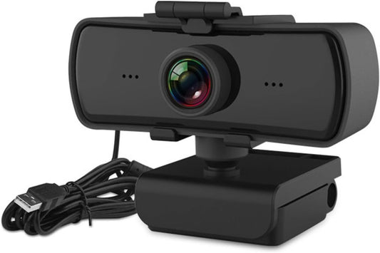 Yunseity 1440P 360 2 Webcam with Microphone, HD USB Computer Web Camera with Rotation, Auto Light Correction Mics