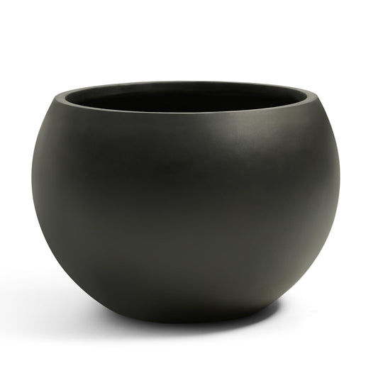FloraFairy Fiberstone Sphere Planter, Black 19.3" Dia Large Flower Pot with Drainage Hole and Silicone Plug, Round Plant Container for Indoor or Outdoor, 15" Opening-13 H Large