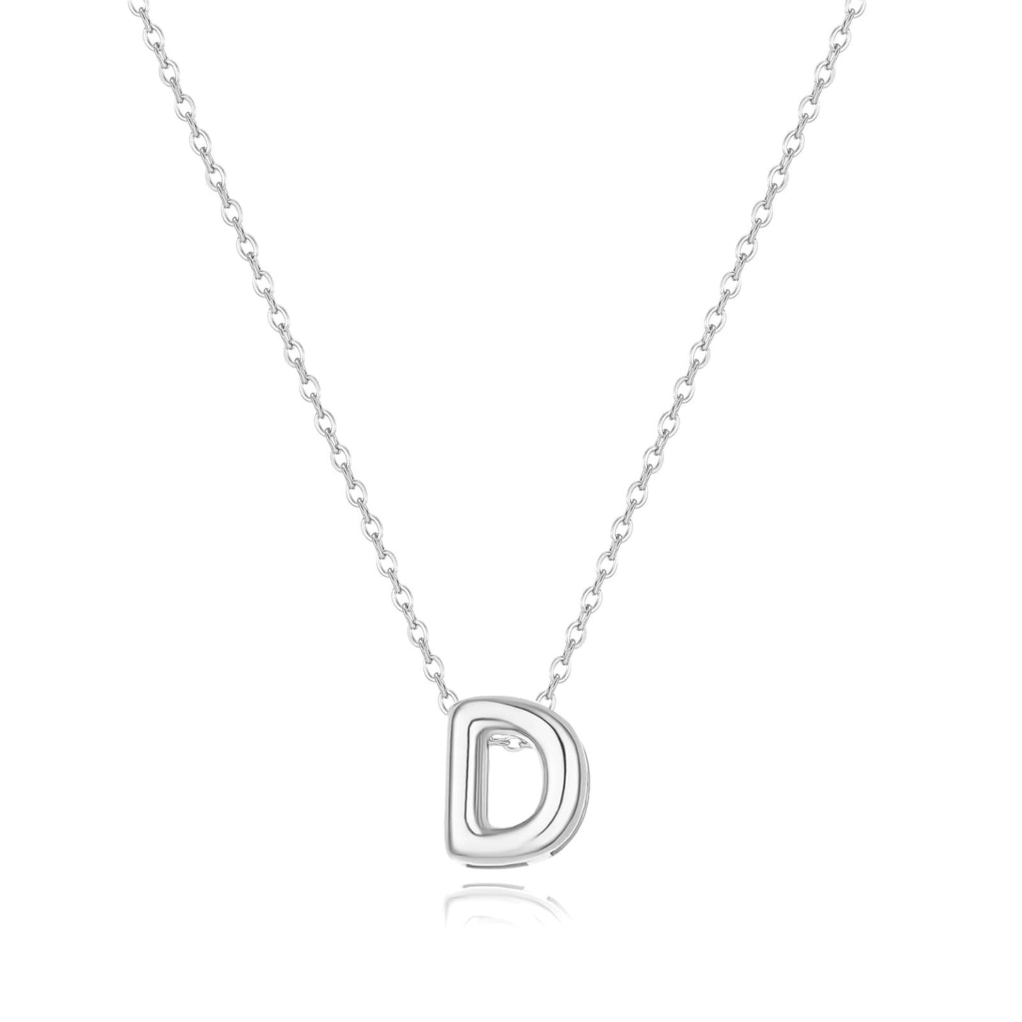 CUEZIY Bubble Silver Letter Necklace Initial Necklaces for Women Dainty Personalized Charm Pendant Name Necklace Cute Non Tarnish Fashion Accessories Teen Gift Trendy Stuff Silver Jewelry Gifts