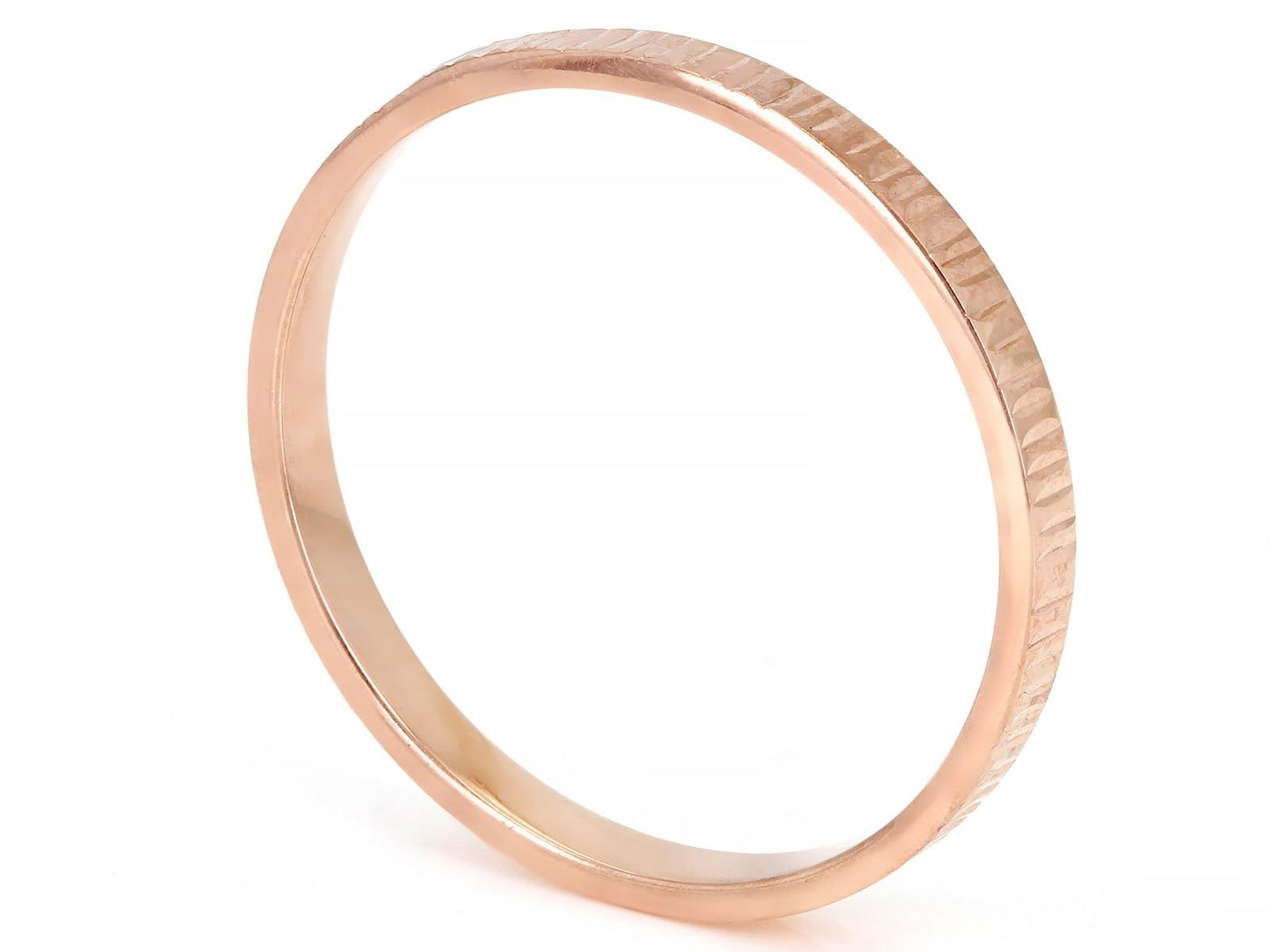 JTV 10K Gold 2 mm Textured Band Ring - Unisex Wedding Band - Elegant, Durable, & Comfortable for Everyday Wear, Anniversary, or Gift - (Rose Gold, 12)