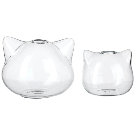 BESTOYARD 2pcs Cat Shape Glass Hydroponic Vases Decorative Floral Art Holder Small Green Plant Container for Home Office Desktop