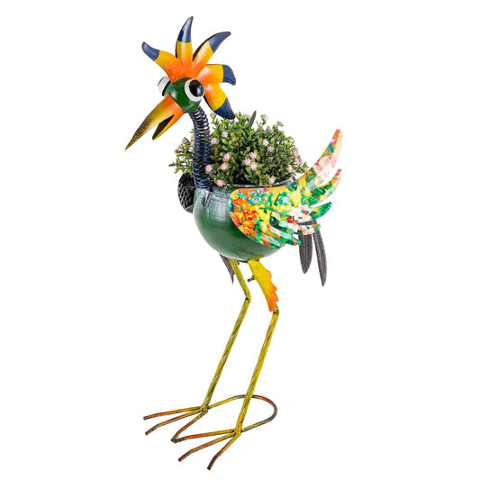 SUNNYGARDEN Wacky Rooster Decor Outdoor Planter,24.8 Inch Tall Metal Yard Decor Planters for Outdoor Plants, Weather-Resistant Outdoor Flower Pots for Garden Patio Porch Decor