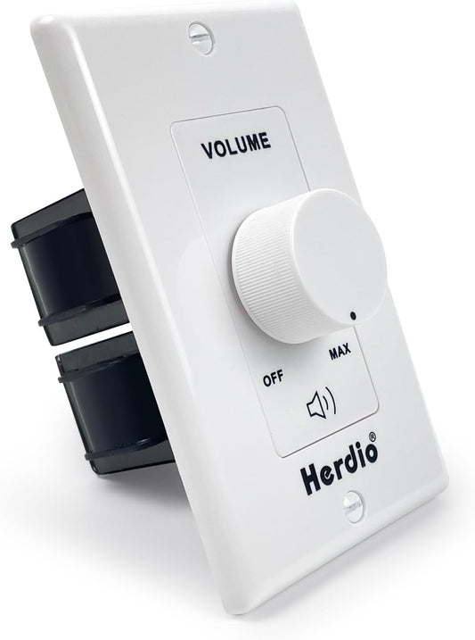 100W 3 12-Position, Herdio Volume Control Knob for Speakers, Flush in Wall Volume Controller with Independent Plate