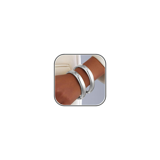 AYWFCBF Silver Bracelets for Women, Trendy Silver Bangles Stack 2pcs Hinged Open Cuff Silver Bracelet Jewelry for Women