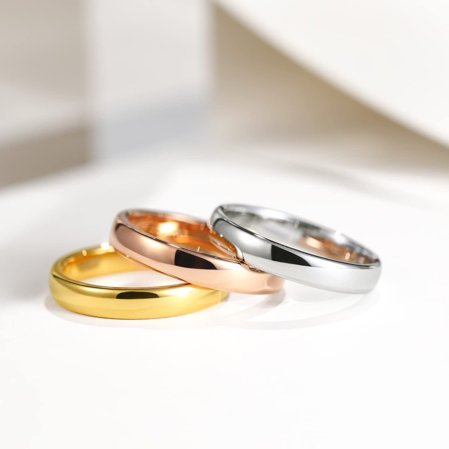 Greenpod 6mm Tungsten Carbide Rings for Men Women Dome High Polish Rose Gold Plated Wedding Band Size 6.5