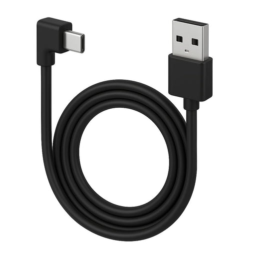 10ft, 90 (3M) Ultra Thin USB C Dash Cam Cable USB A to USB-C Degree Angle Power & Data Cord, Type-C Charger Connector