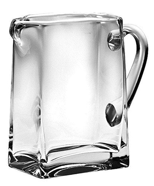 Barski Handmade Rectangle Glass Pitcher with handle, With Spout, Ice Lip, 32 oz., 6.75"H, Made in Europe