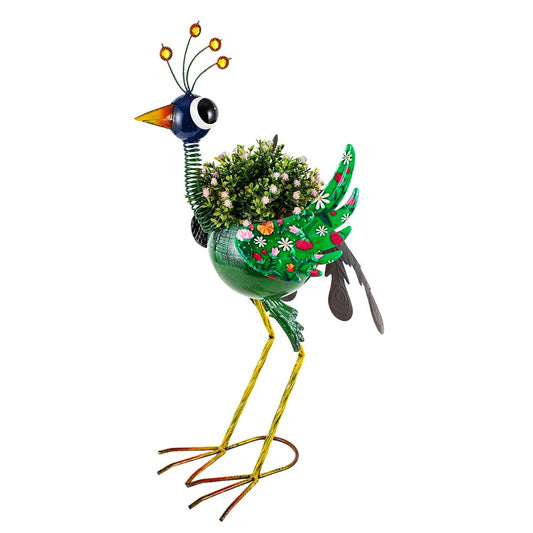 SUNNYGARDEN Planters for Outdoor Plants Green Peacock, Metal Planters Peacock Gifts for Women, 24.8Inch Unique Outdoor Planter Peacock Decor for Porch Garden Patio and Yard