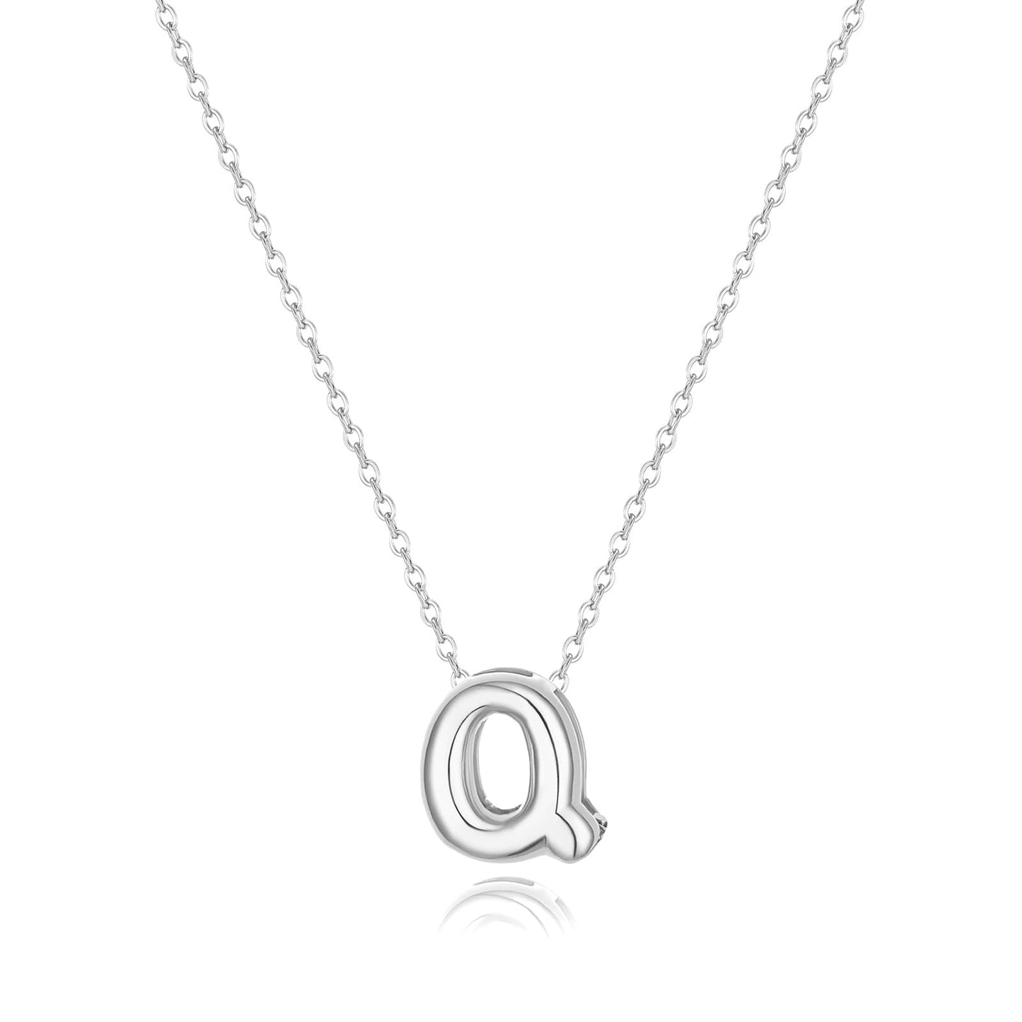CUEZIY Bubble Silver Letter Necklace Initial Necklaces for Women Dainty Personalized Charm Pendant Name Necklace Cute Non Tarnish Fashion Accessories Teen Gift Trendy Stuff Silver Jewelry Gifts