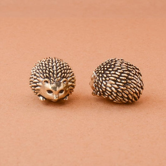 Skiennix Vintage Brass Hedgehog Figurines - Charming Themed Decor for All Occasions | 2-Piece Set