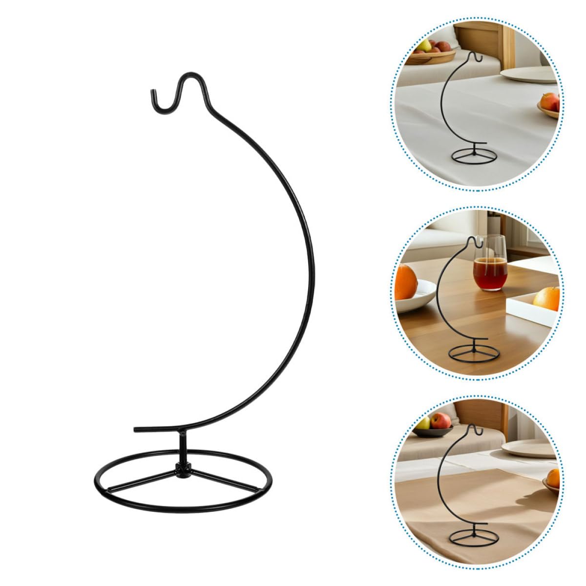 Veemoon 2pcs Moon-shaped Hanging Hook Stand for Glass Globe Air Plant Terrariums, Black Iron Ornament Display Rack for Home Décor and Wedding Decoration