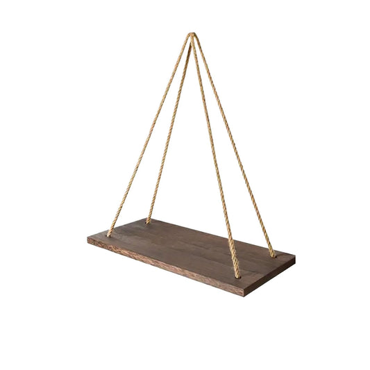 Vttui Balcony Hanging Plant Shelf with Hemp Rope - Solid Wood Wall Mount & Universal Hook Design, Versatile Hanging Flower Stand for Indoor Outdoor Garden(Size:50 * 15cm,Color:C)