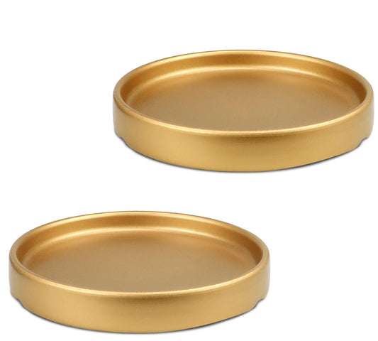 LCJAOF 2PCS Round Ceramic Plant Saucer-7 Inch Flower Pot Drip Tray, Perfect for Various Flowers, Enhancing Home Aesthetics（Gold）
