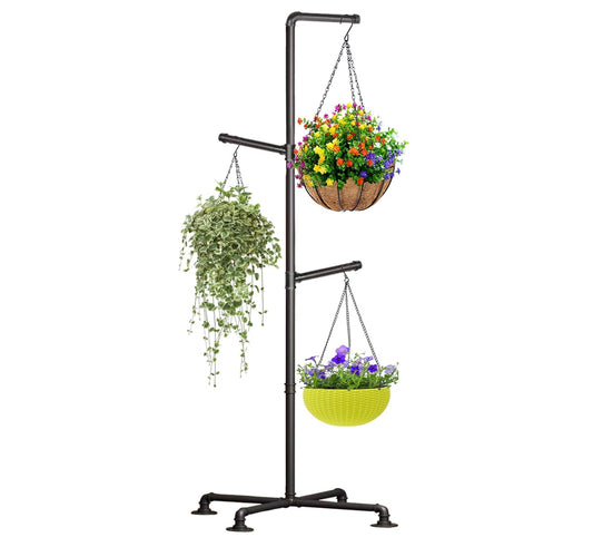 Lengfkus Plant Hanger Indoor,Corner Hanging Plant Stand,Heavy Duty Metal Hanging Plant Holder for Indoor Plants,Living Room,Balcony,Bedroom,Garden