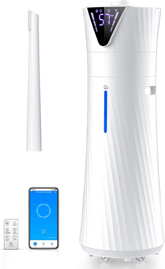 Skiennix 17L Ultrasonic Cool Mist Humidifier - Smart, Quiet Operation for Large Rooms, White