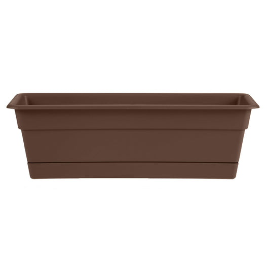 Bloem Dura Cotta Window Box Planter w/Tray, 18", Chocolate (DCBT18-45), 2 Gallon