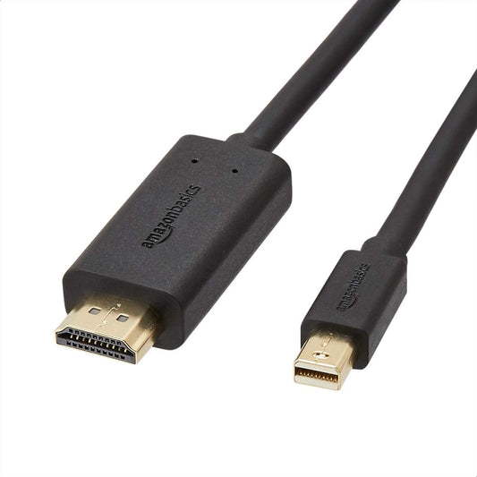 1080p, 6 Amazon Basics Mini DisplayPort to HDMI Cable for MacBook Air/Pro, Gold-Plated Plugs, Foot, Black