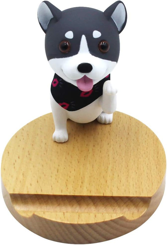 Amamcy Cute Dog Cell Phone Holder Stand Wooden Smartphone Desk Holder for Mobile Phones Animal Phone Stand Desk