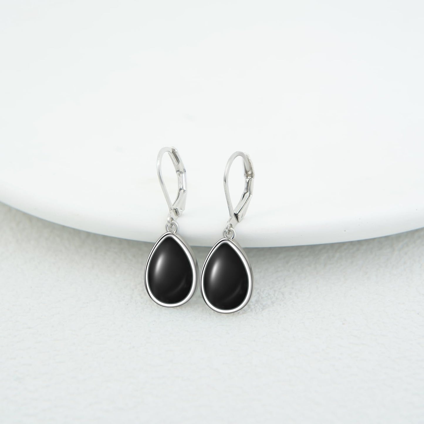 TALYKONG Black Onyx Earrings for Women Teardrop Leverback Dangle Earrings for Women (black onyx earrings)