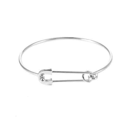 Baoaichi Handmade Sterling Silver Bangle Bracelet for Women Trendy Paperclip Cuff Bracelets Safety Pin Hook Bangle Bracelets Simple Cuff Bangles Stackable Wrap Bracelet Jewelry Gifts for Women