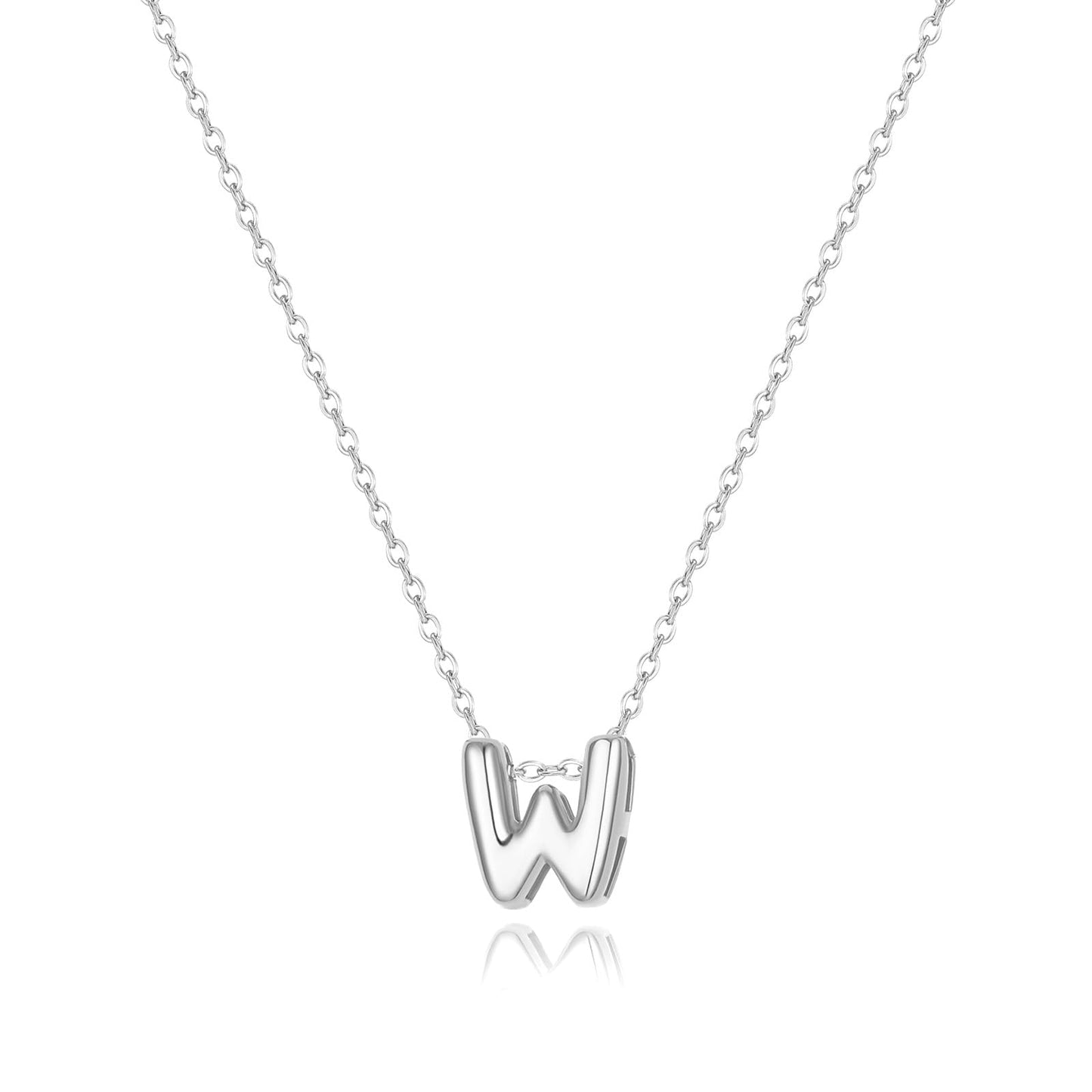 CUEZIY Bubble Silver Letter Necklace Initial Necklaces for Women Dainty Personalized Charm Pendant Name Necklace Cute Non Tarnish Fashion Accessories Teen Gift Trendy Stuff Silver Jewelry Gifts