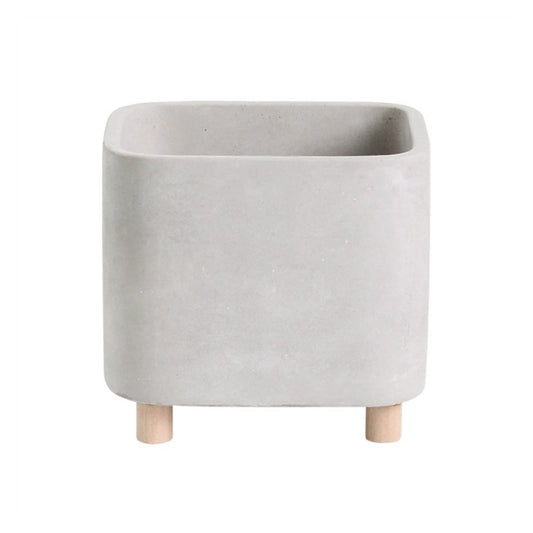 ENGENDER Flower Pot Simple Cement Flower Pot High-Footed Succulent Flower Pot Creative Desktop Green Plant Pot Small Potted Plant Planter (Color : Square)