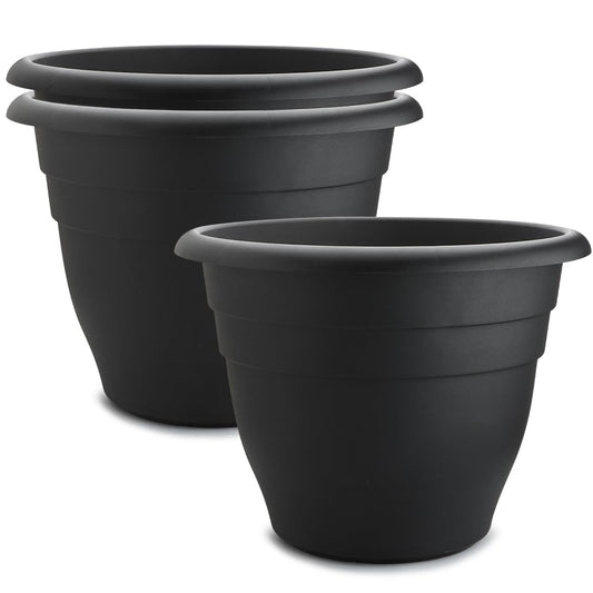 RooTrimmer 3 Pack 20 Inch Large Plant Pots for Outdoor,Heavy Duty Extra Large Deep Garden Planter with Drainage Holes,Sturdy Textured Black Flower Pot for Trees,Shrubs,Patio,Lawn