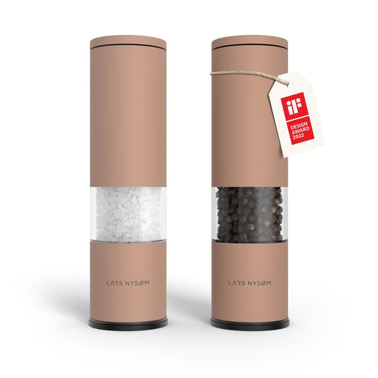 LARS NYSØM Salt and Pepper Grinder Set Manual, Stainless Steel Salt and Pepper Mills with Adjustable Ceramic Grinder I Design Spice Shakers (Blush Rose)