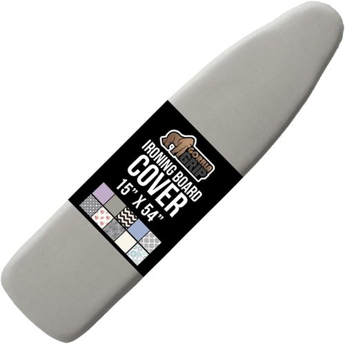GORILLA GRIP The Original Ironing Board Cover and Pad, Silicone Coating, 400°F Scorch Resistant Thick Padding, Heavy Duty Iron Covers Standard Boards, Hook and Loop Fastener Strap, Silver 15x54