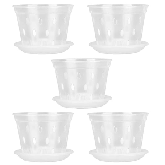 Fawfose Orchid Pot, Clear Plastic Flower Pot with Drainage Holes, 5.5in Size for Indoor Outdoor Use, Perfect for Phalaenopsis Orchids and Indoor Plants
