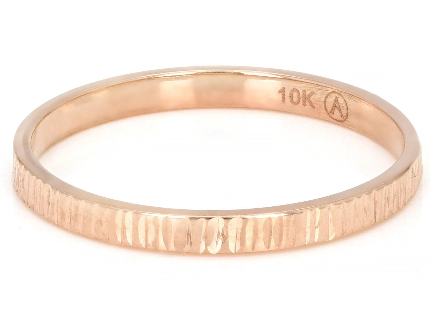 JTV 10K Gold 2 mm Textured Band Ring - Unisex Wedding Band - Elegant, Durable, & Comfortable for Everyday Wear, Anniversary, or Gift - (Rose Gold, 12)