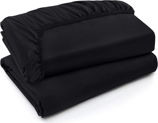 Utopia Bedding Queen Fitted Sheets - Soft Brushed Microfiber - Deep Pockets - Fade & Shrinkage Resistant - Black