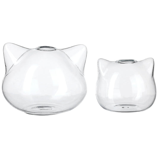 BESPORTBLE 2pcs Cat Shaped Hydroponic Glass Vases for Plants, Small Decorative Terrarium Vase Set, Portable Home Décor Flower Containers