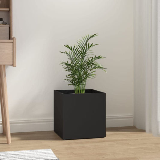 Zeehear Square Black Planter Box, 15.7x15.7x15.7 Inch Engineered Wood Plant Pot for Indoor Flowers & Home Decor