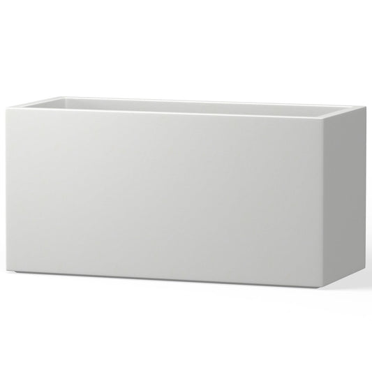 Kante 23.6" L Rectangular Concrete Planters, Outdoor Indoor Modern Plant Pot with Drainage Hole and Rubber Plug for Garden, Patio, Pure White Finish