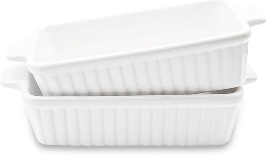 Skiennix 30 Oz Small Baking Dish - Durable Ceramic Casserole Dish with Double Handles | 7x4.5 Inch, White
