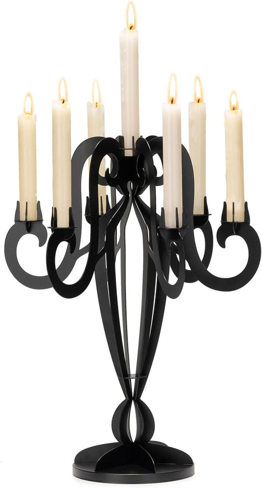 AIM & GGKK Black Metal Candelabra | Elegant 7-Arm Taper Candle Holder for Home Decor & Centerpieces