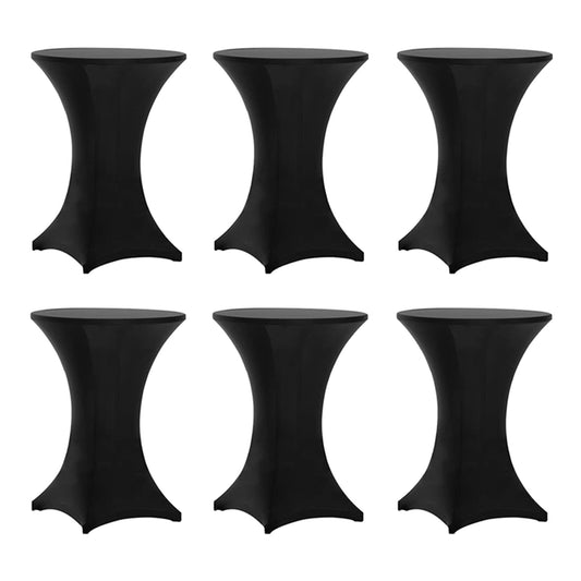 Tina's 6 Pack 30x42 Inch Highboy Spandex Cocktail Table Covers Black, Fitted Stretch Cocktail Tablecloth for Round Tables (6PC 30X42 Black)