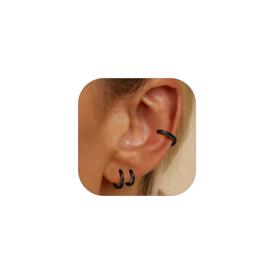 Black Hoop Earrings For Women Hoops Earring Hypoallergenic 8mm Tiny Huggie Jewelry Non Tarnish Cartilage Piercing Waterproof Ear Earings