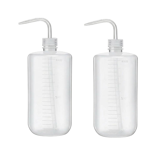 2PCS 1000ml Empty Clear Plastic Plant Flower Succulent Watering Bent Mouth Watering Cans Measuring Squeeze Bottle for Home Garden Use